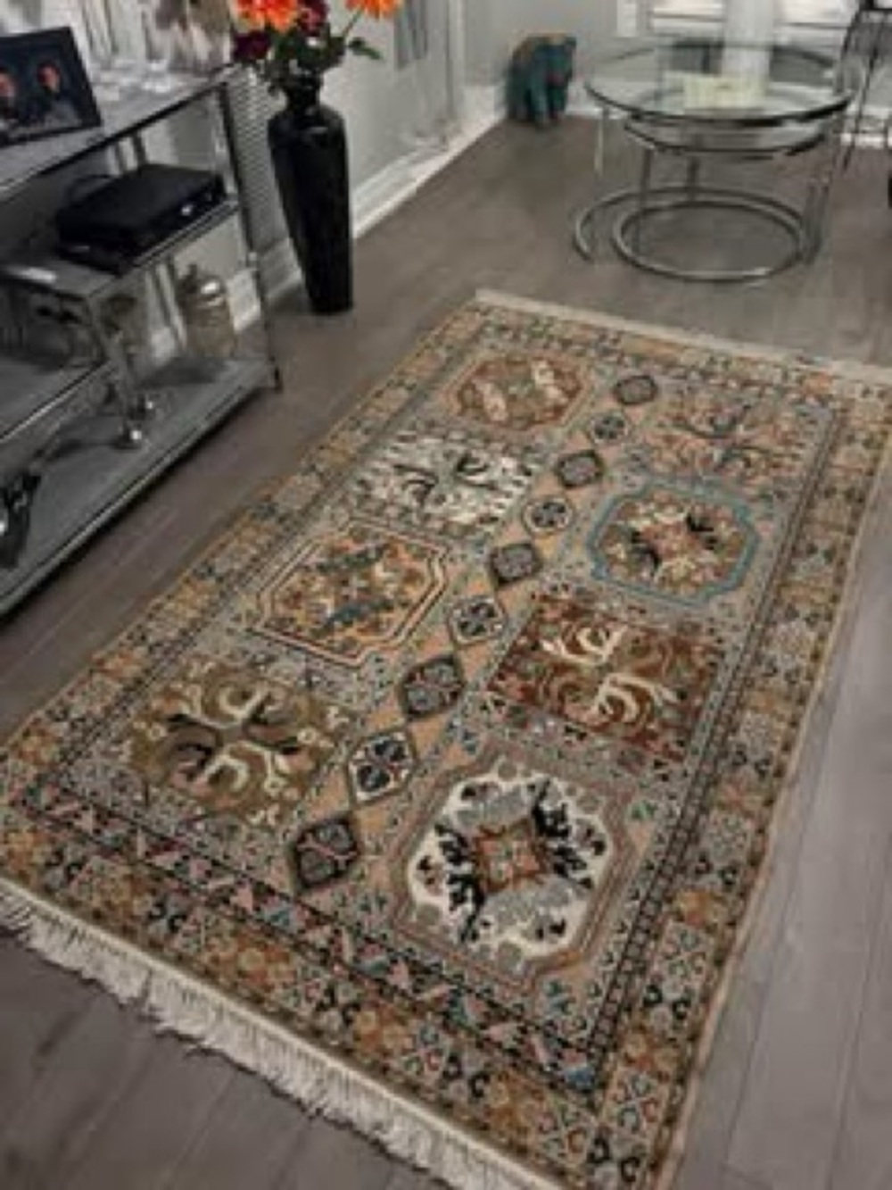 Handmade Moroccan Multi-Color Area Rug with Geometric Medallions